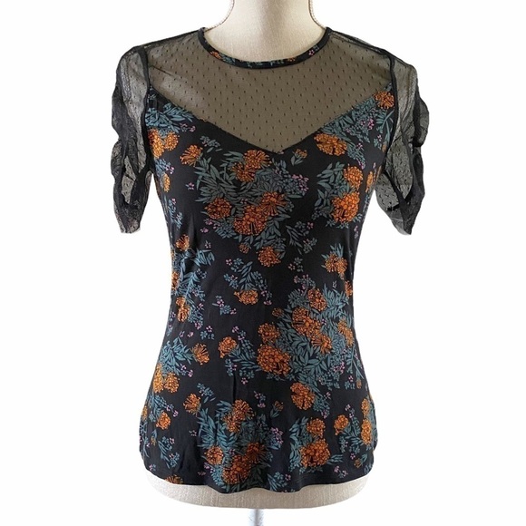 Modcloth black floral top size S NWT - Picture 1 of 9